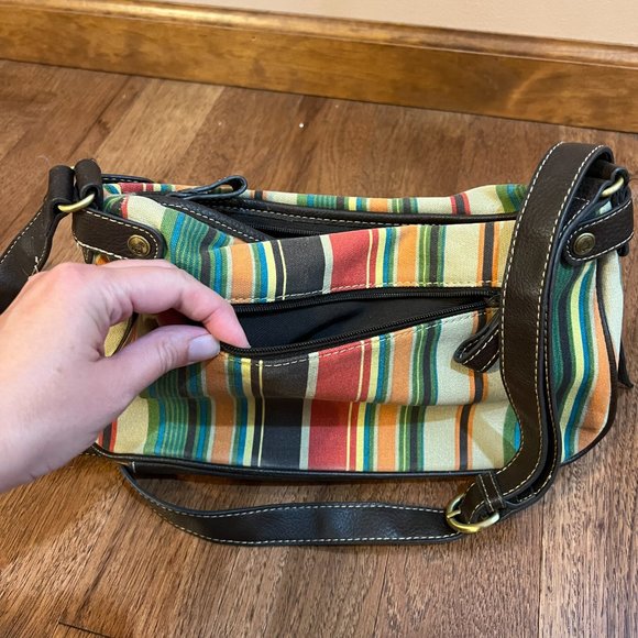 Carribean Joe Island Supply Canvas Striped purse shoulder bag - Picture 3 of 6